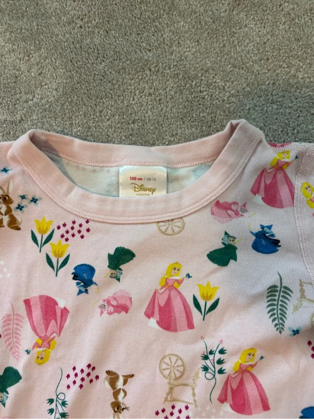 Hanna Andersson Pink Princess & Floral Print Two-Piece Pajama Set
